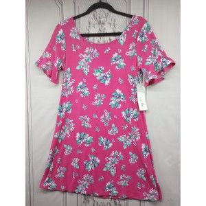 NWT Just‎ Be...Brand Womens Raspberry Floral Stretch Dress Shift SZ S Cross Back